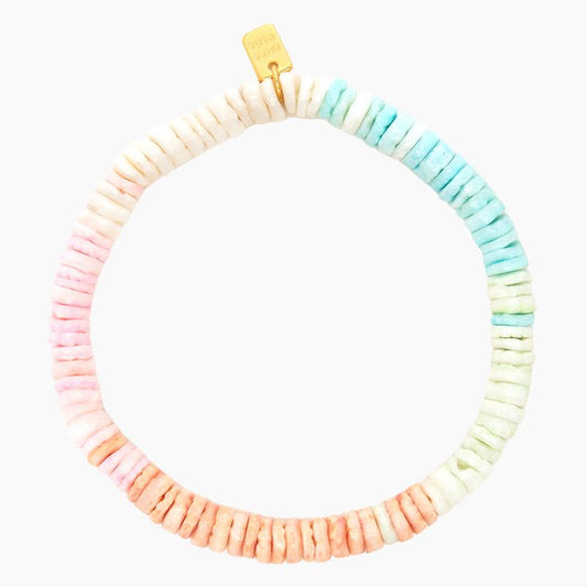 Pura Vida Bracelets Pastel Puka Stretch Bracelet - Gold