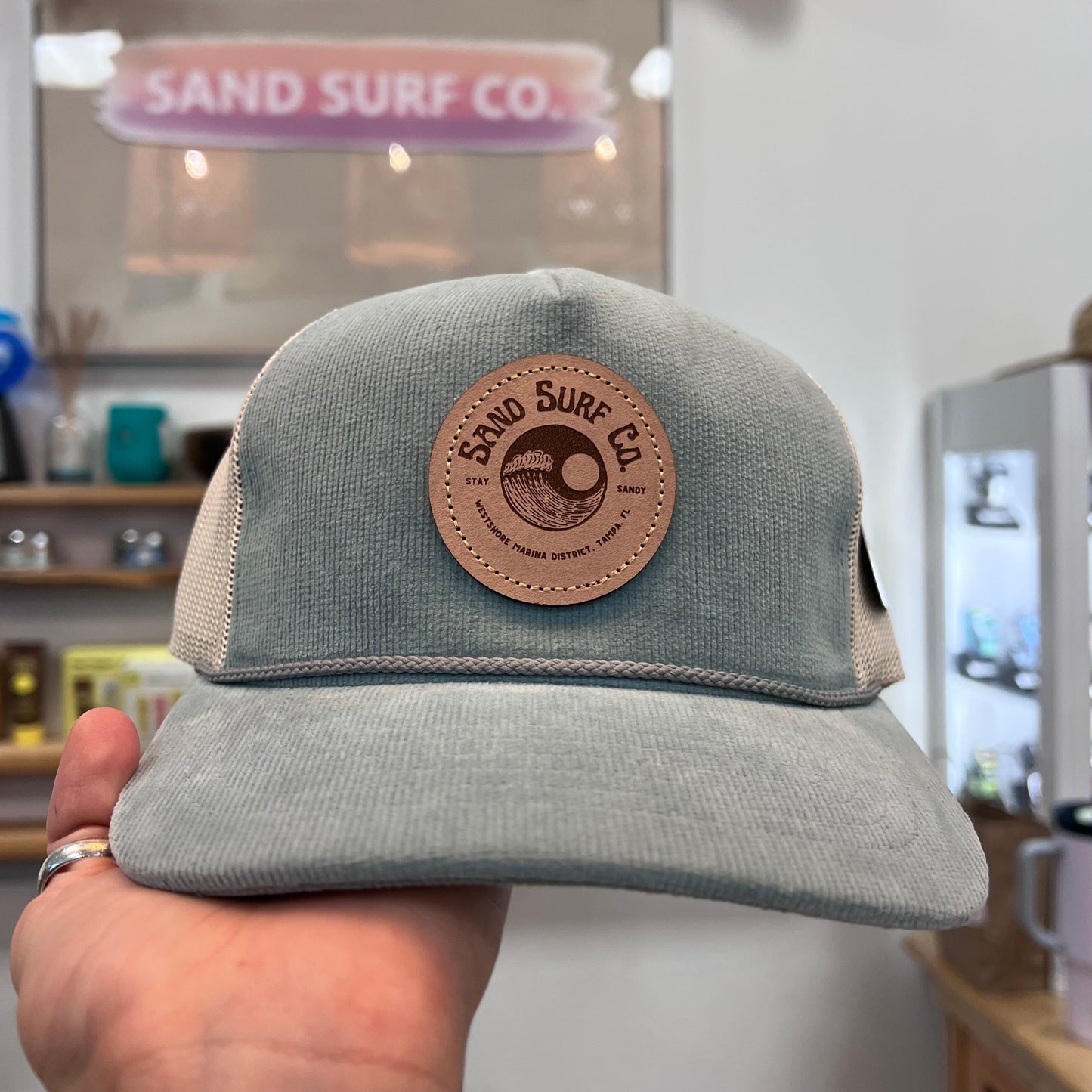Sand Surf Co. Richardson Yin Yang Leather Patch Logo Corduroy Hat - Blue