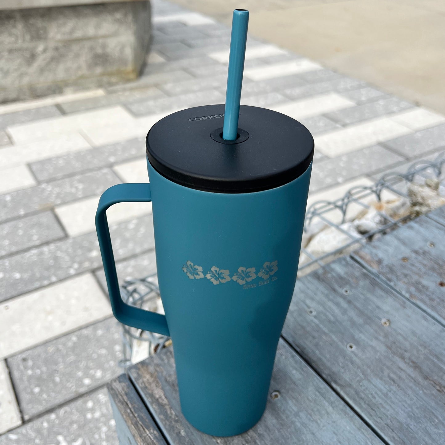 Sand Surf Co. Corkcicle Hibiscus Dreams XL Cold Cup - Storm Blue