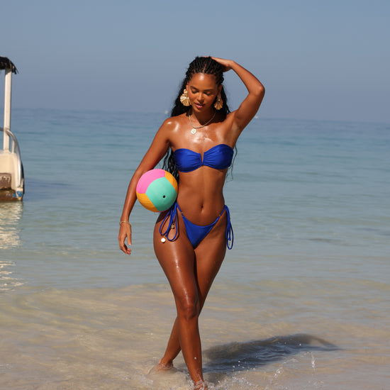 Kulani Kinis Thong Tie Side Bikini Bottom - Malibu Blue (Stolen Hearts Collection)
