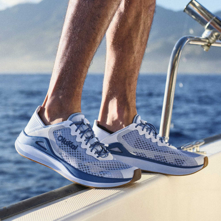 Olukai Ahi Men’s Performance Marine Shoe - Blue Pearl & White Sand