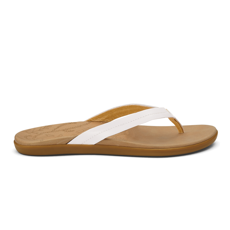 Olukai Honu Women's Beach Sandal - Bright White & Golden Sand