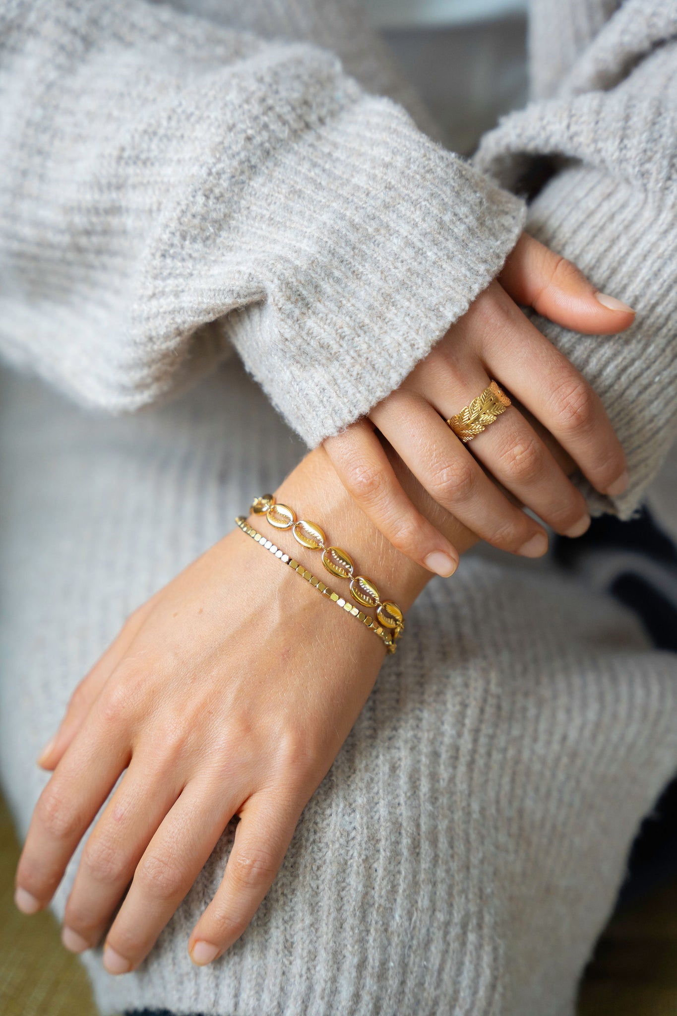 Salty Cali Puka Statement Bracelet - Gold