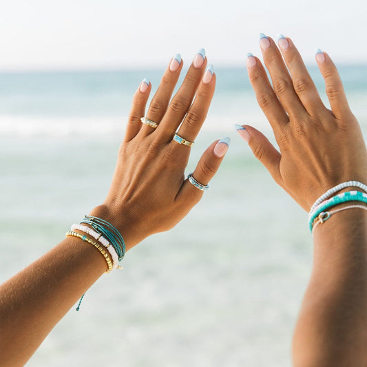 Pura Vida Enamel Wave Fidget Ring - Silver