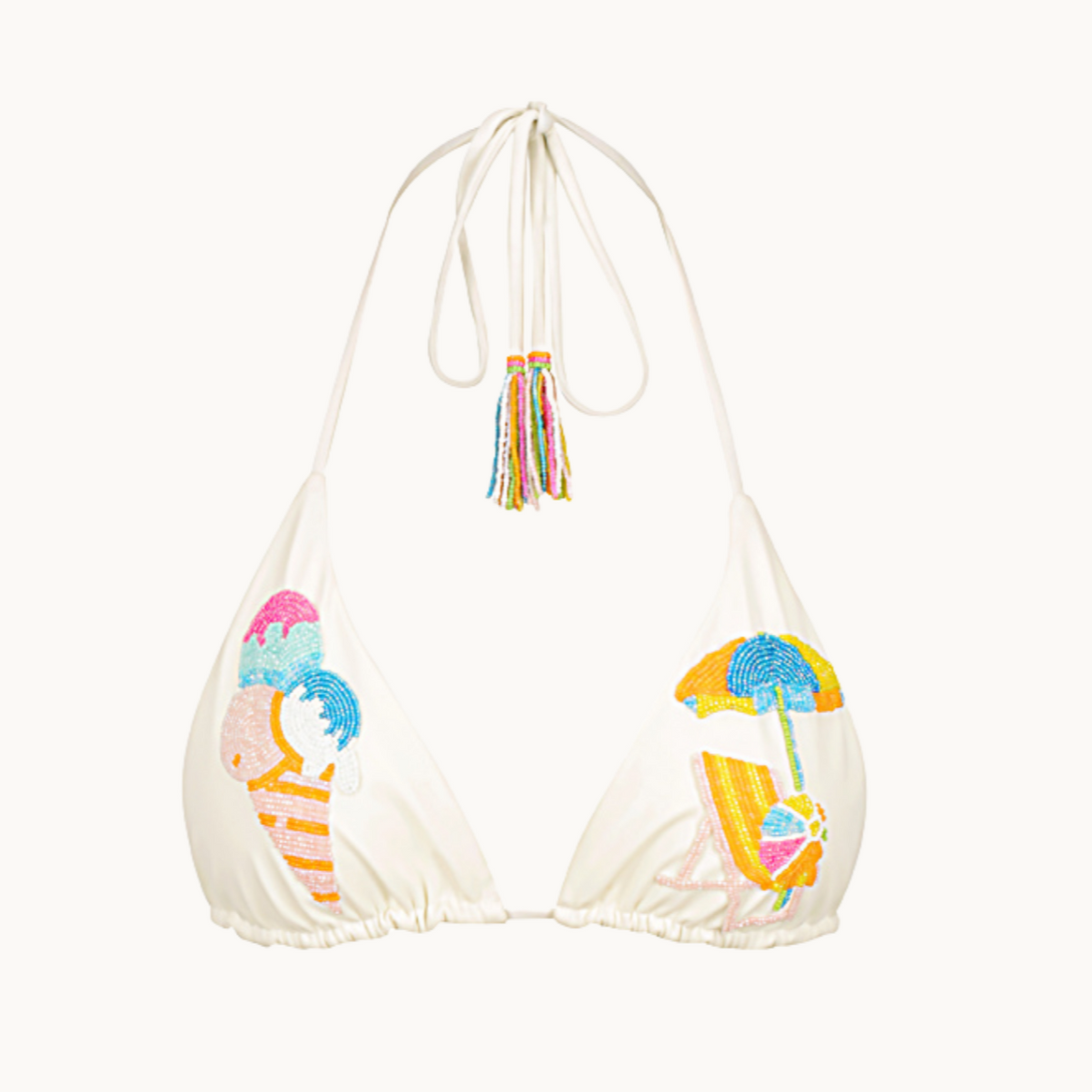 Cleonie Beaded Triangle Bikini Top - Gelato