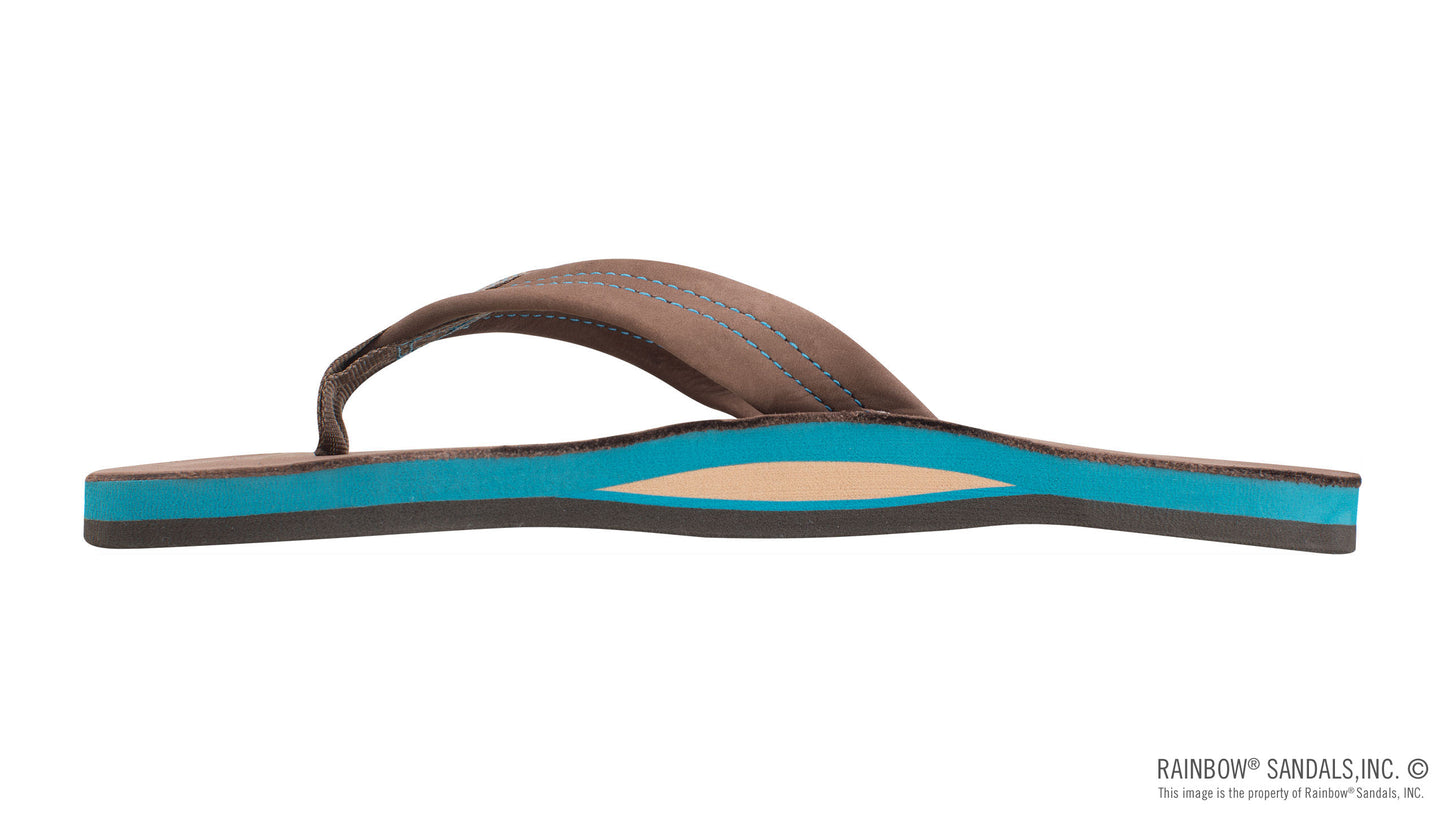 Rainbow Sandals Premier Blues - Single Layer Premier Leather with Blue Midsole 1" Strap (Mens)