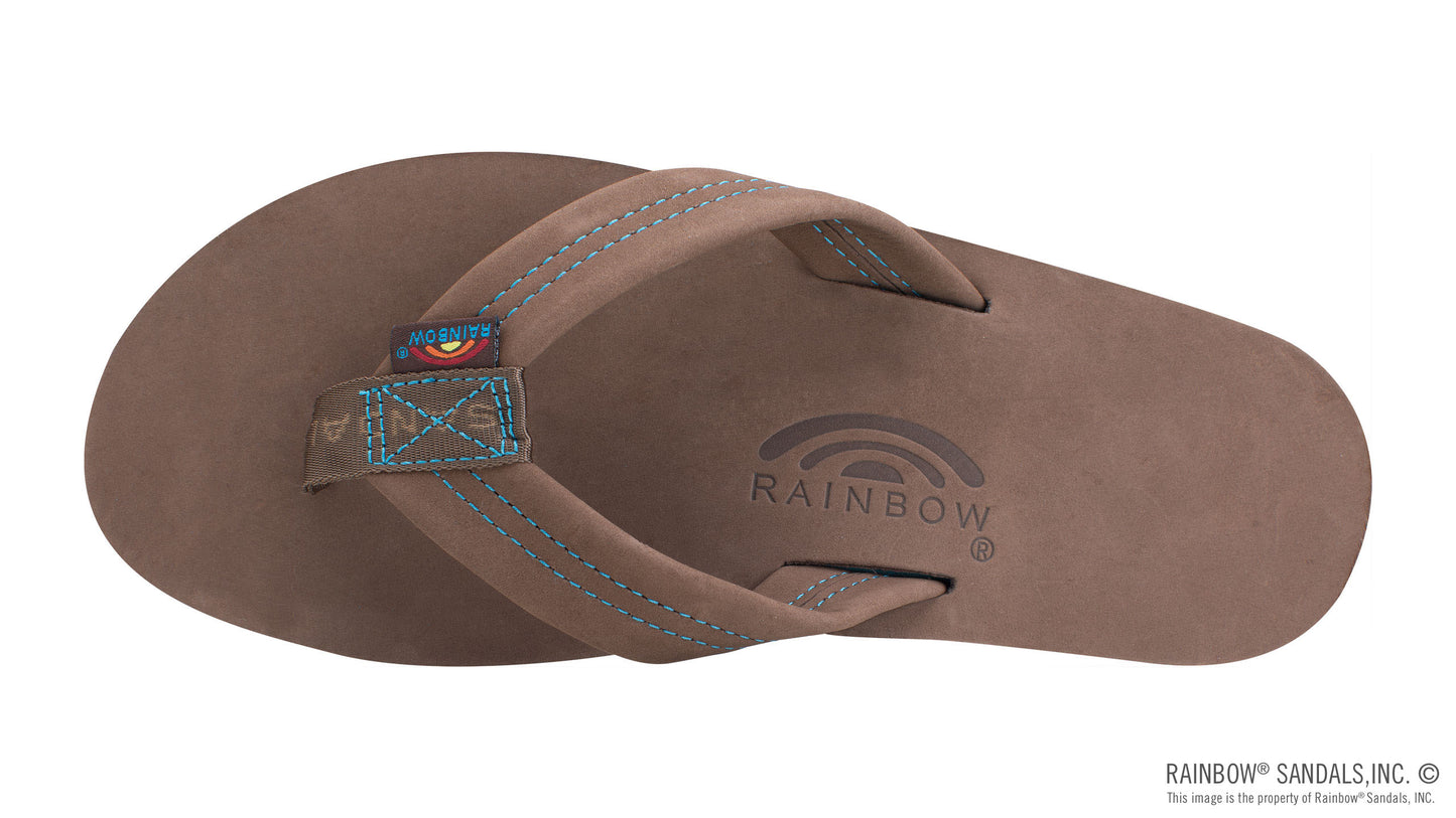 Rainbow Sandals Premier Blues - Single Layer Premier Leather with Blue Midsole 1" Strap (Mens)