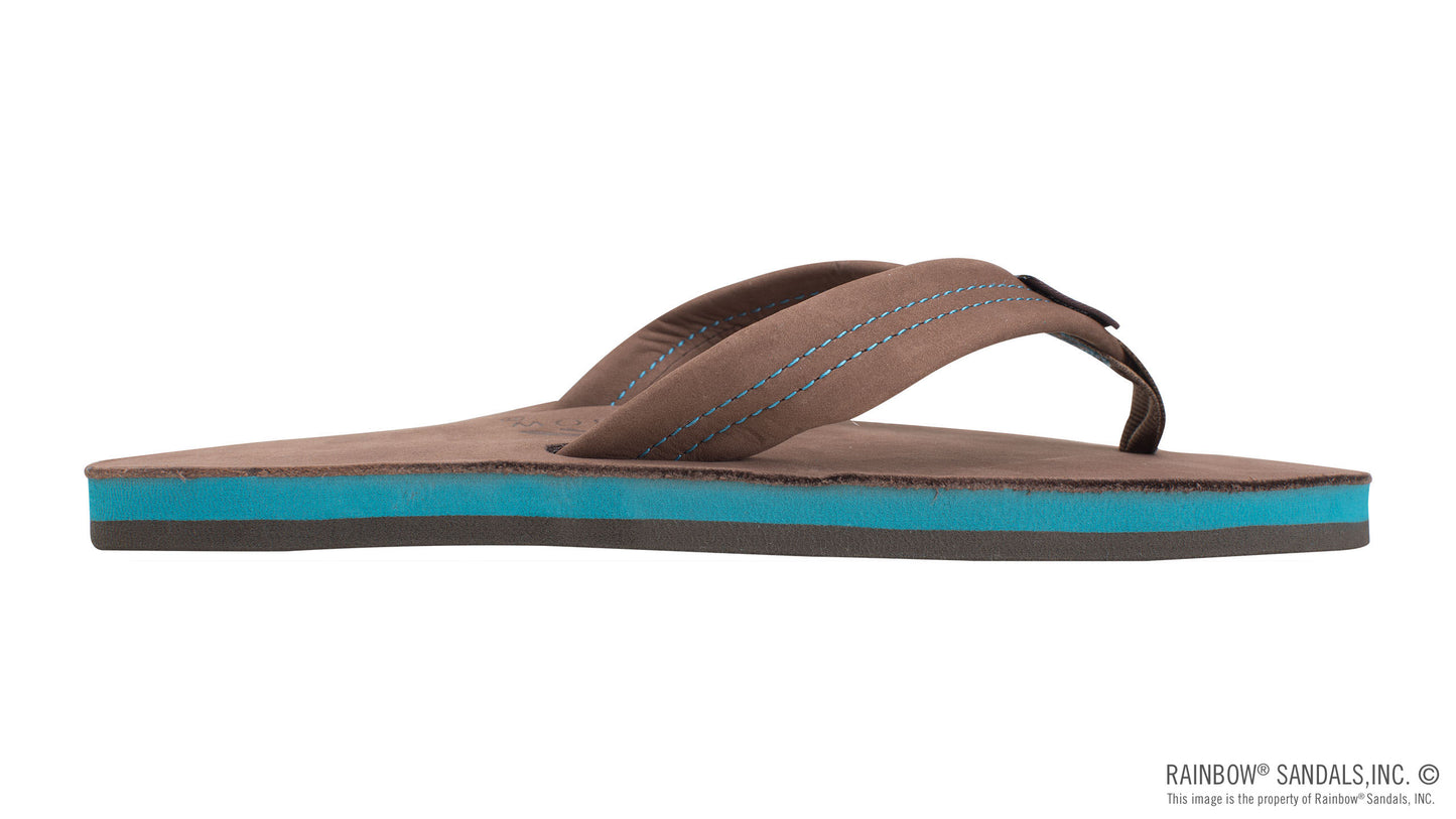 Rainbow Sandals Premier Blues - Single Layer Premier Leather with Blue Midsole 1" Strap (Mens)