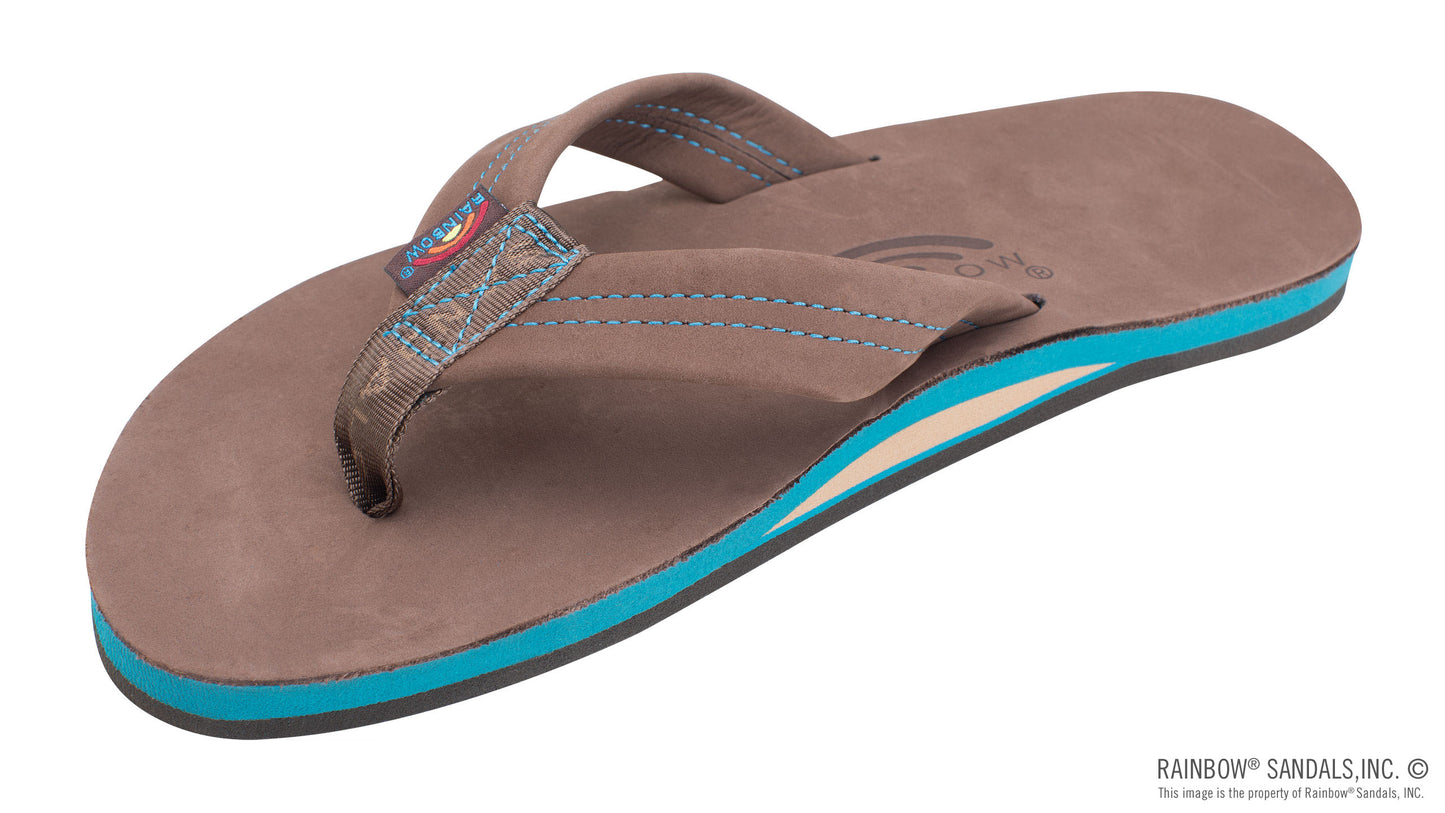 Rainbow Sandals Premier Blues - Single Layer Premier Leather with Blue Midsole 1" Strap (Mens)