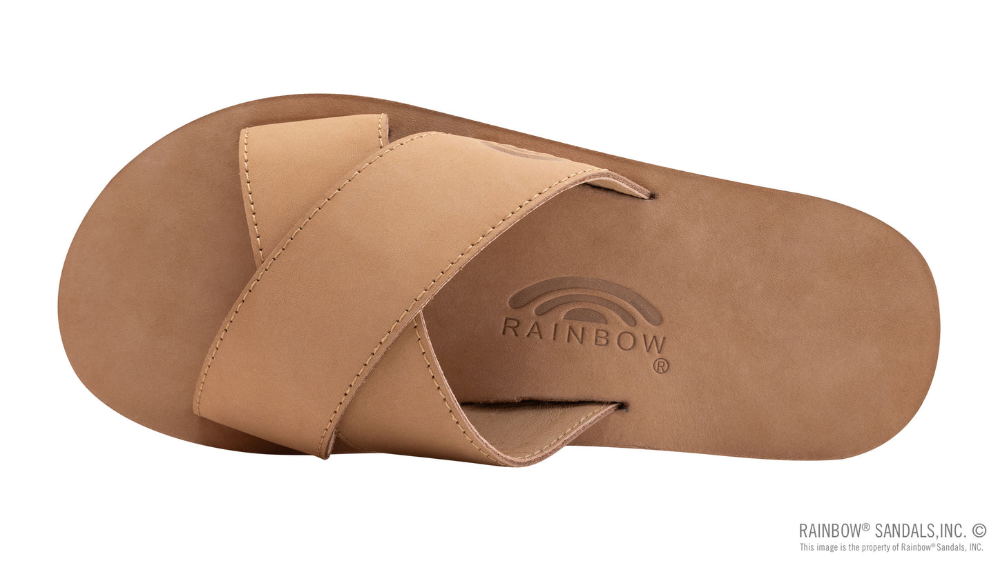 Rainbow Sandals Premier Leather Single Layer Arch Cross Strap Flat Stitch (Womens) - Sierra Brown