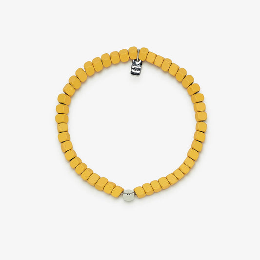Pura Vida Bracelets Coated Hematite Stretch Bracelet - Yellow