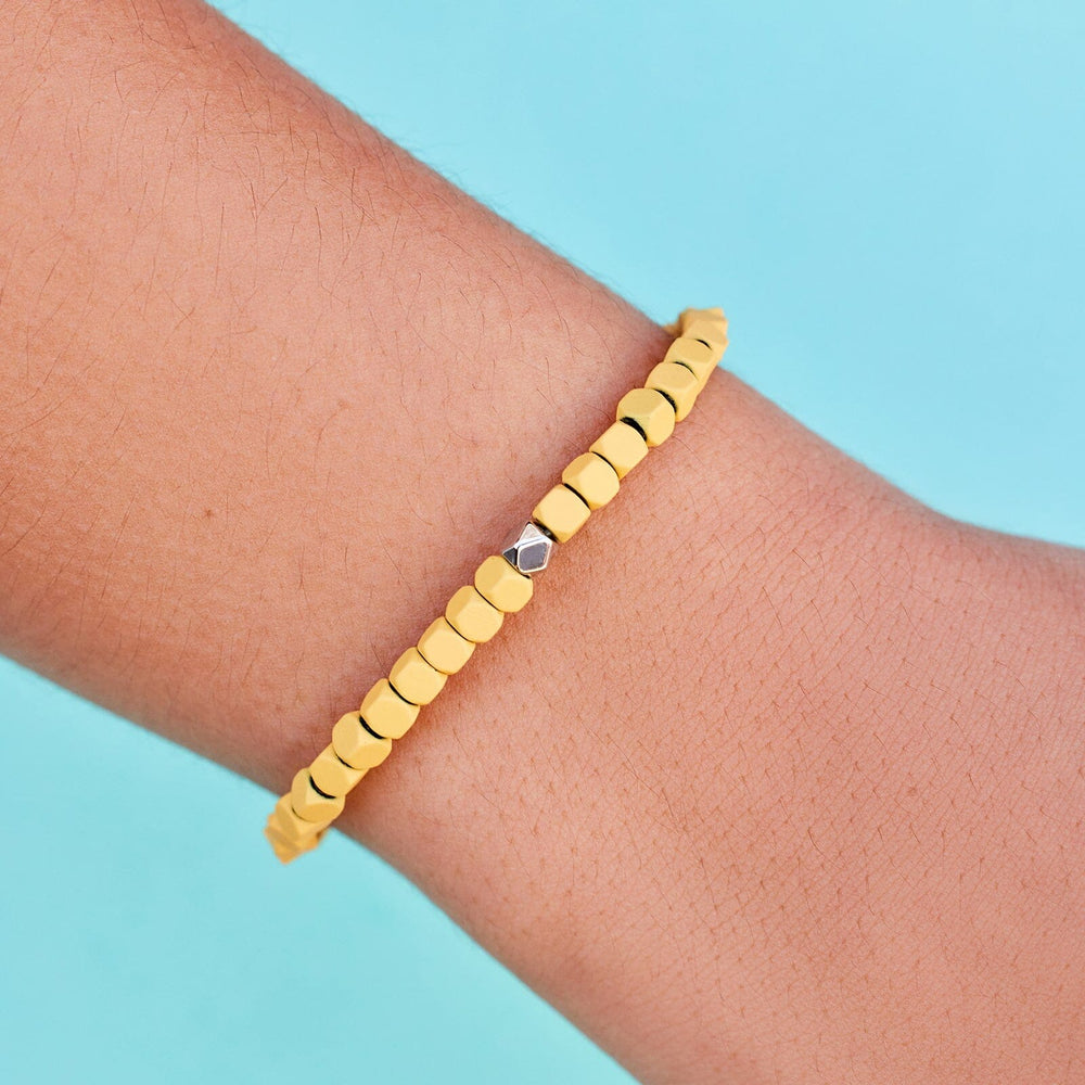 Pura Vida Bracelets Coated Hematite Stretch Bracelet - Yellow