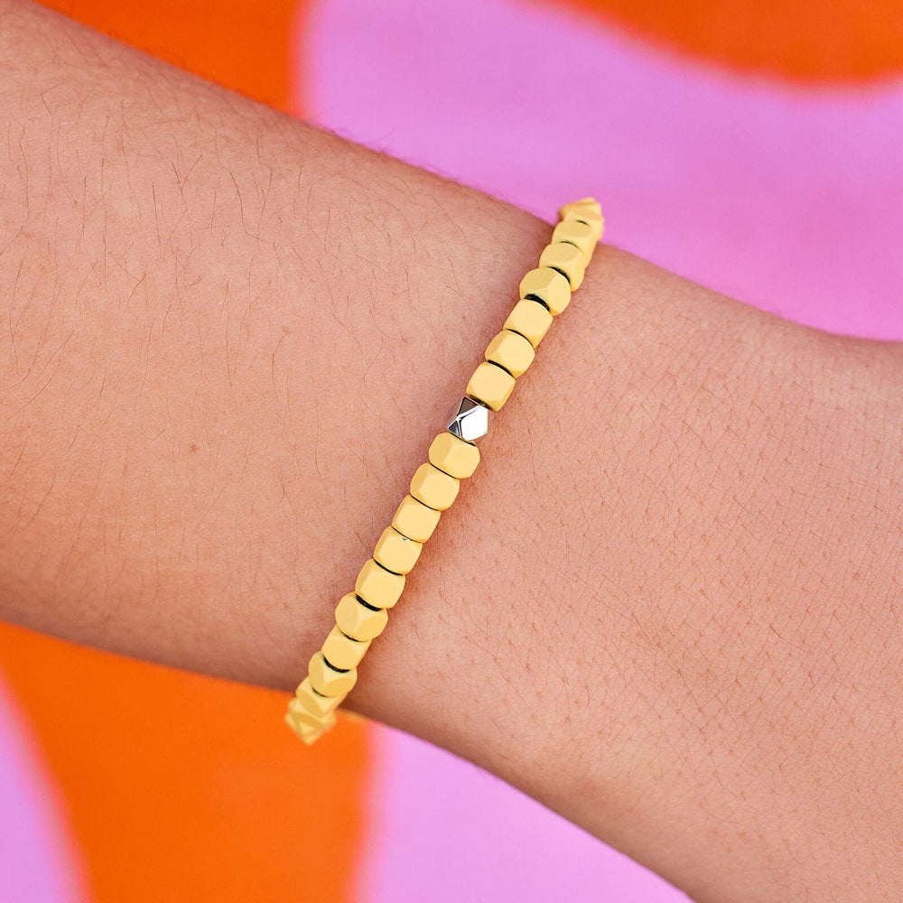 Pura Vida Bracelets Coated Hematite Stretch Bracelet - Yellow
