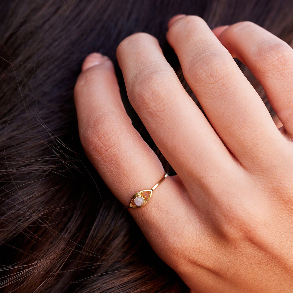 Pura Vida Bracelets Gemstone Eye Ring - Gold