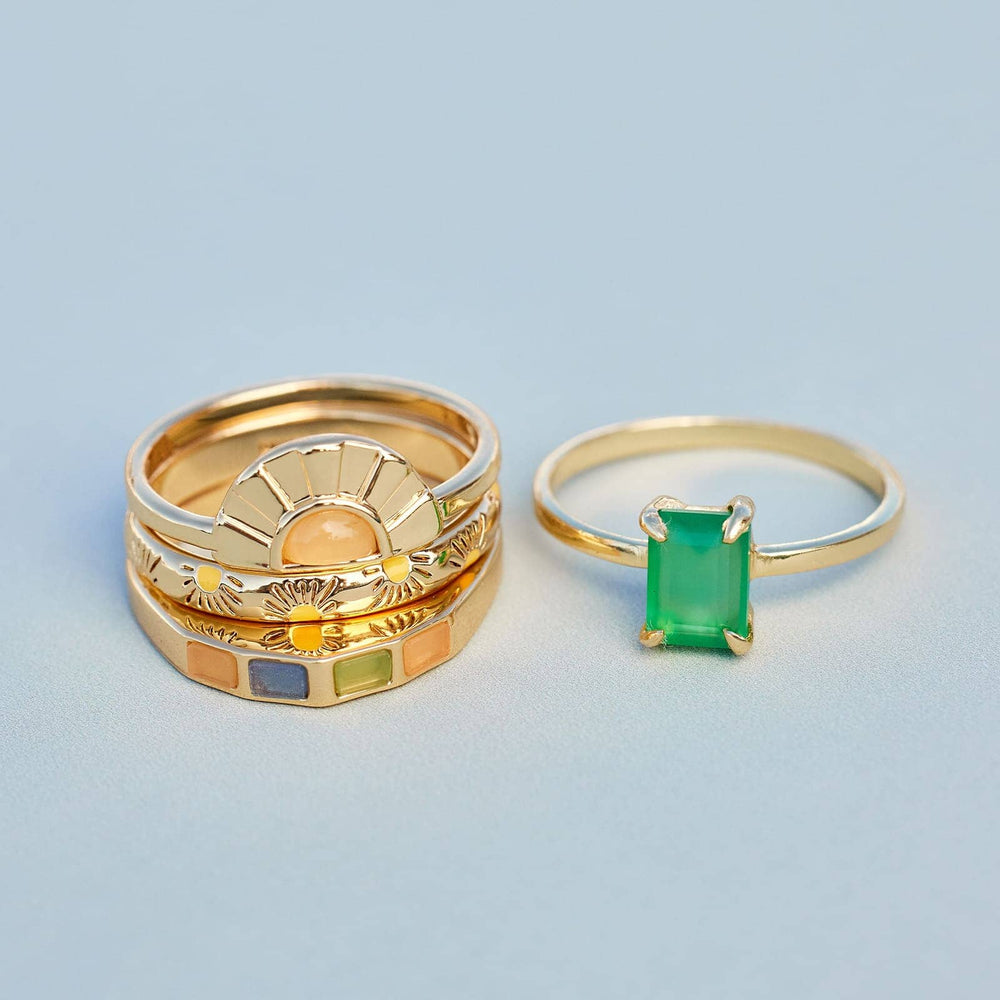 Pura Vida Bracelets Emerald Statement Ring - Gold