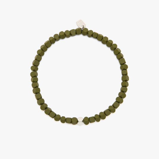 Pura Vida Bracelets Mens Coated Hematite Stretch Bracelet - Olive