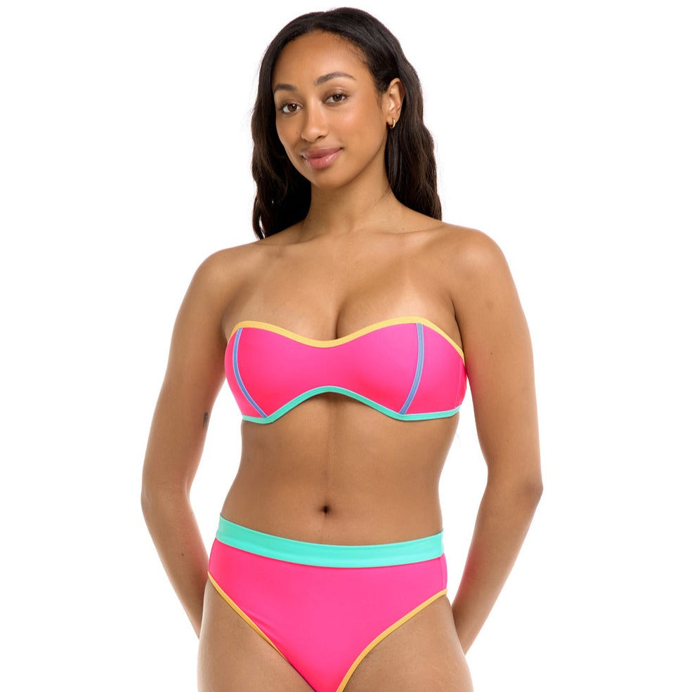 Body Glove Vibration Tainted Love Retro Bandeau Bikini Top - Bubble Gum