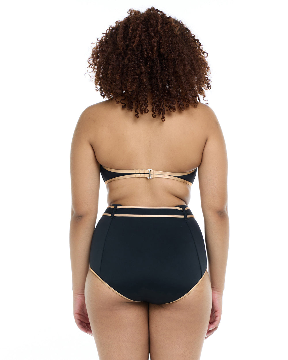 Body Glove Undersea Tainted Love Retro Bandeau Bikini Top - Black Gold