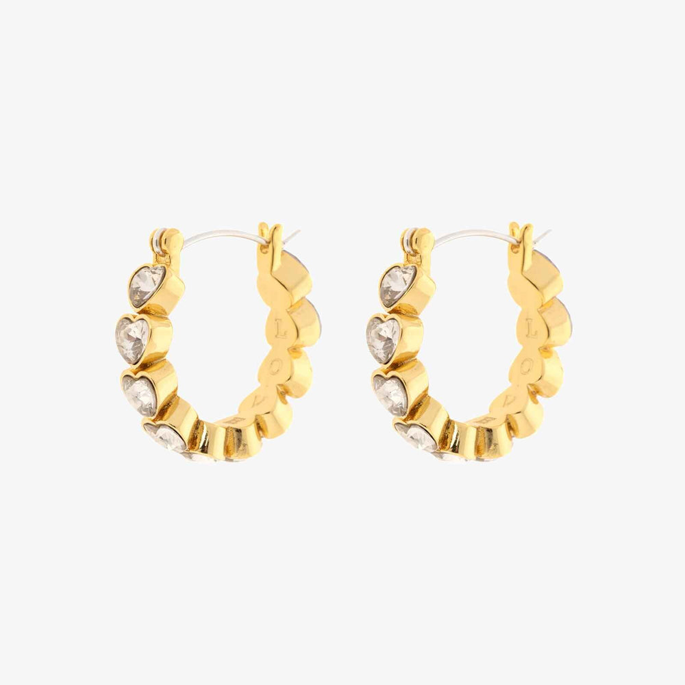 Pura Vida Bracelets Stone Heart Hoop Earrings - Gold