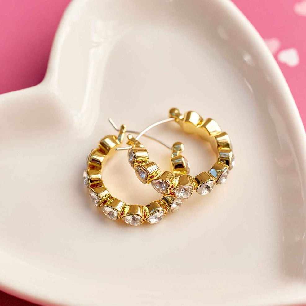 Pura Vida Bracelets Stone Heart Hoop Earrings - Gold