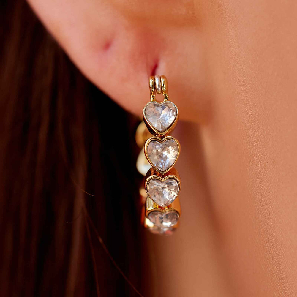 Pura Vida Bracelets Stone Heart Hoop Earrings - Gold