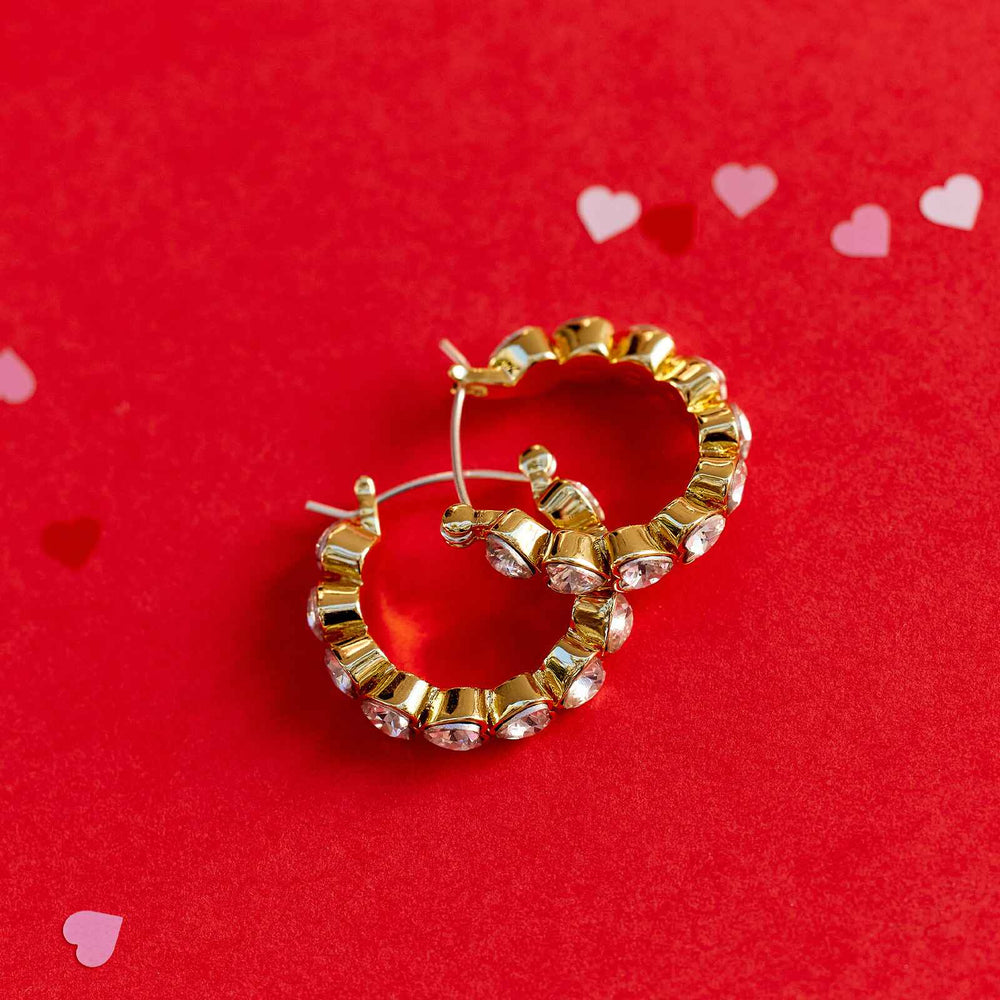 Pura Vida Bracelets Stone Heart Hoop Earrings - Gold
