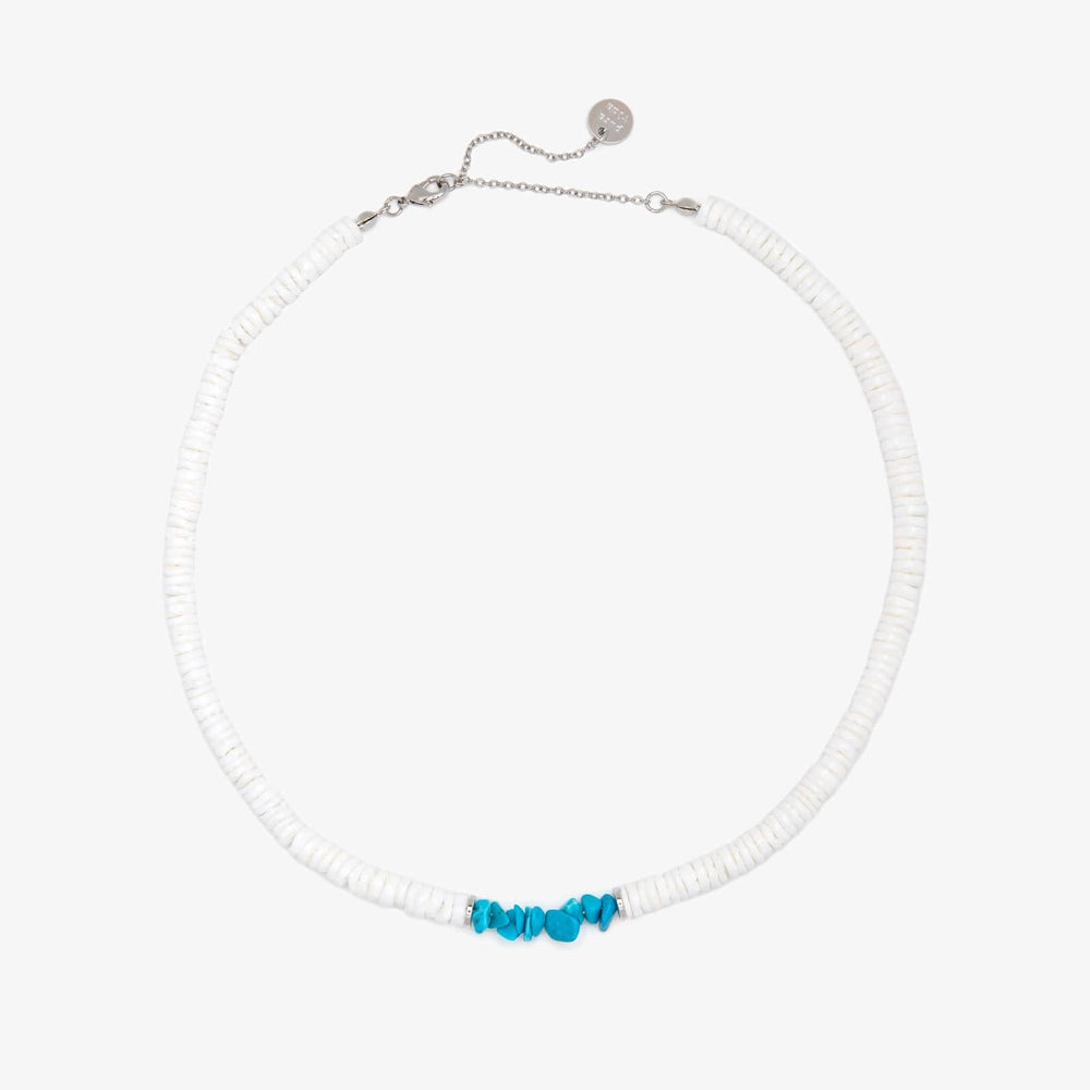 Pura Vida Bracelets Puka Shell & Turquoise Chip Choker Necklace