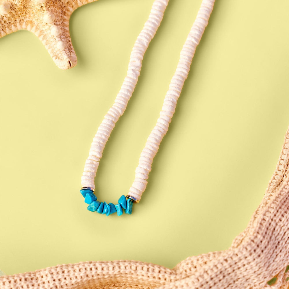 Pura Vida Bracelets Puka Shell & Turquoise Chip Choker Necklace