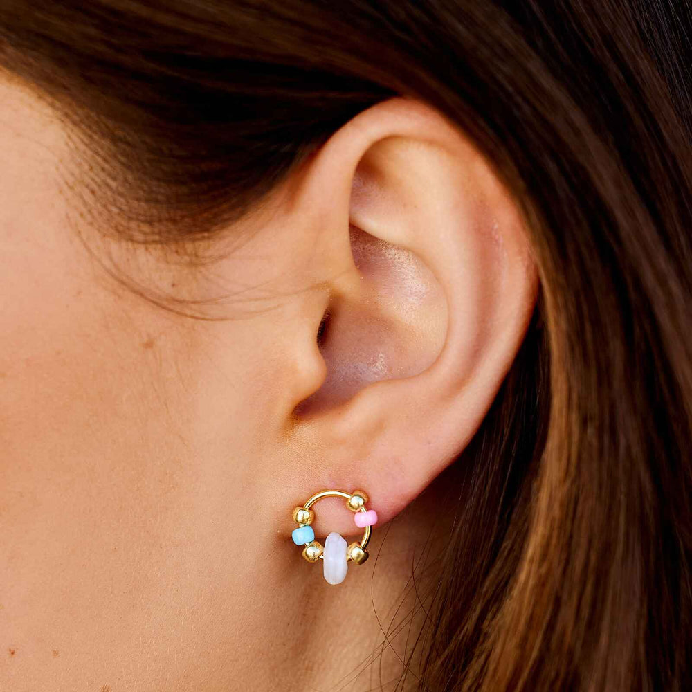 Pura Vida Seed Bead and Shell Stud Earrings - Gold