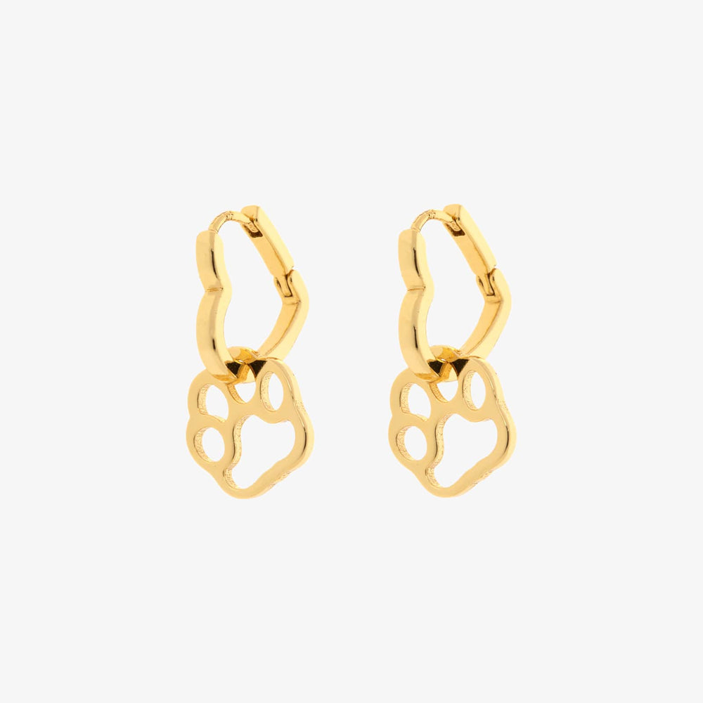 Pura Vida Bracelets Paw Heart Hoop Earrings - Gold