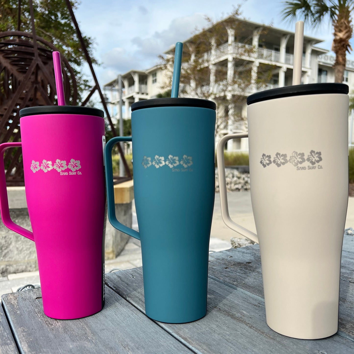 Sand Surf Co. Corkcicle Hibiscus Dreams XL Cold Cup - Storm Blue