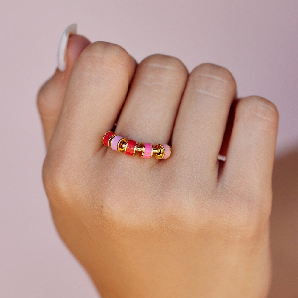 Pura Vida Enamel Bead Fidget Ring - Gold