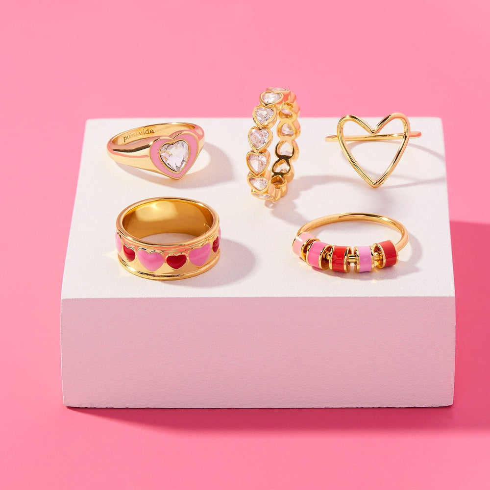 Pura Vida Enamel Bead Fidget Ring - Gold