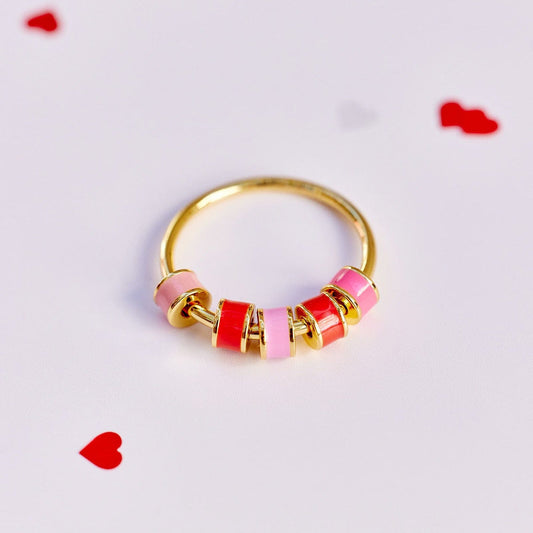Pura Vida Enamel Bead Fidget Ring - Gold