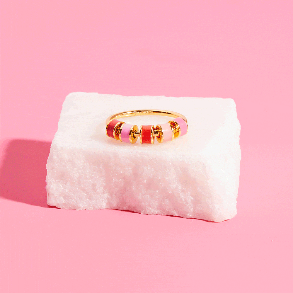 Pura Vida Enamel Bead Fidget Ring - Gold