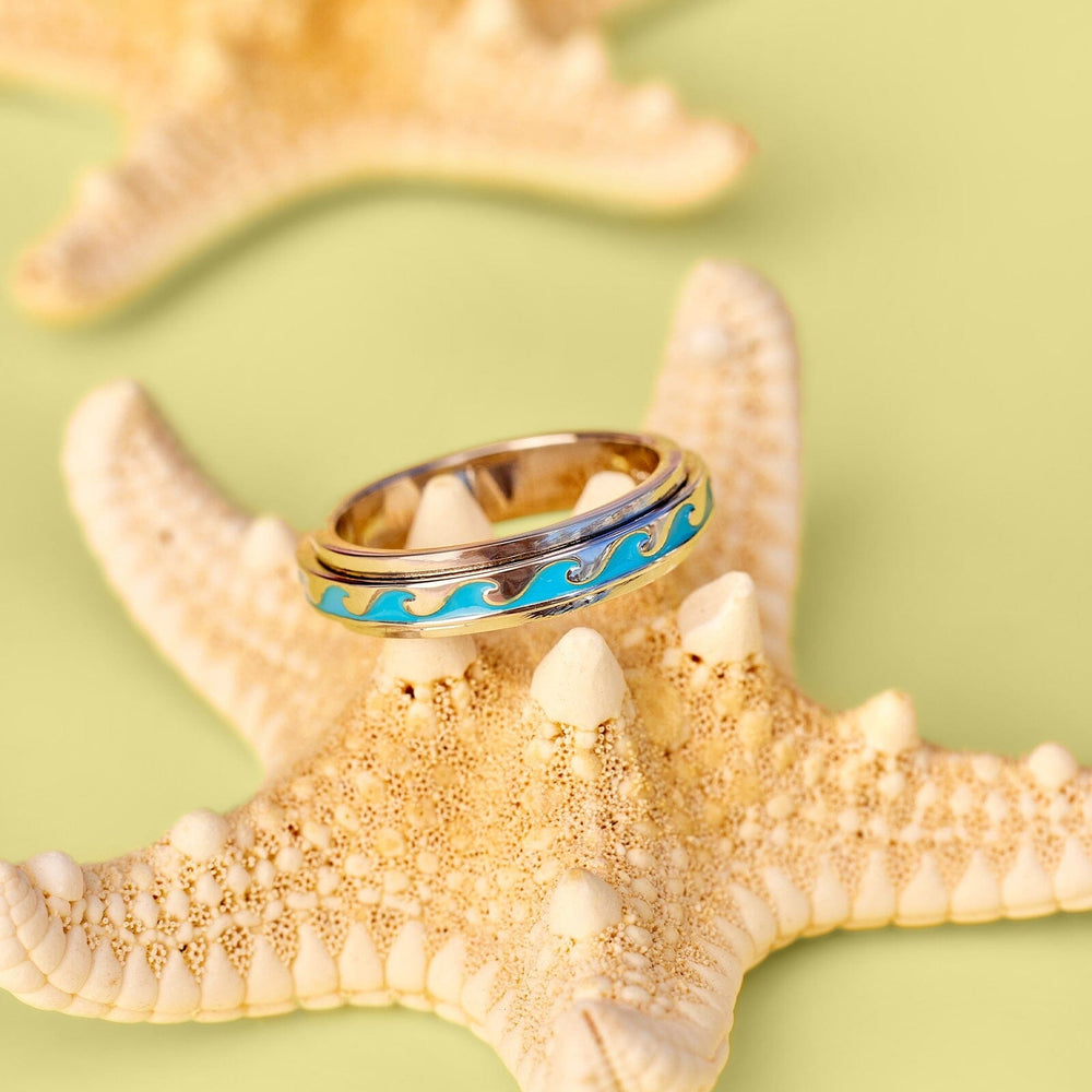 Pura Vida Enamel Wave Fidget Ring - Silver