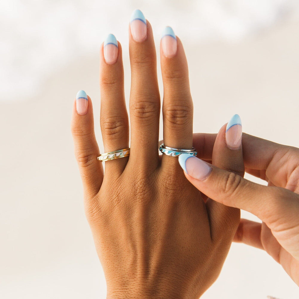 Pura Vida Enamel Wave Fidget Ring - Silver