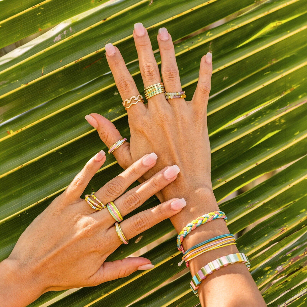 Pura Vida Ombre Rainbow Bead Stretch Ring