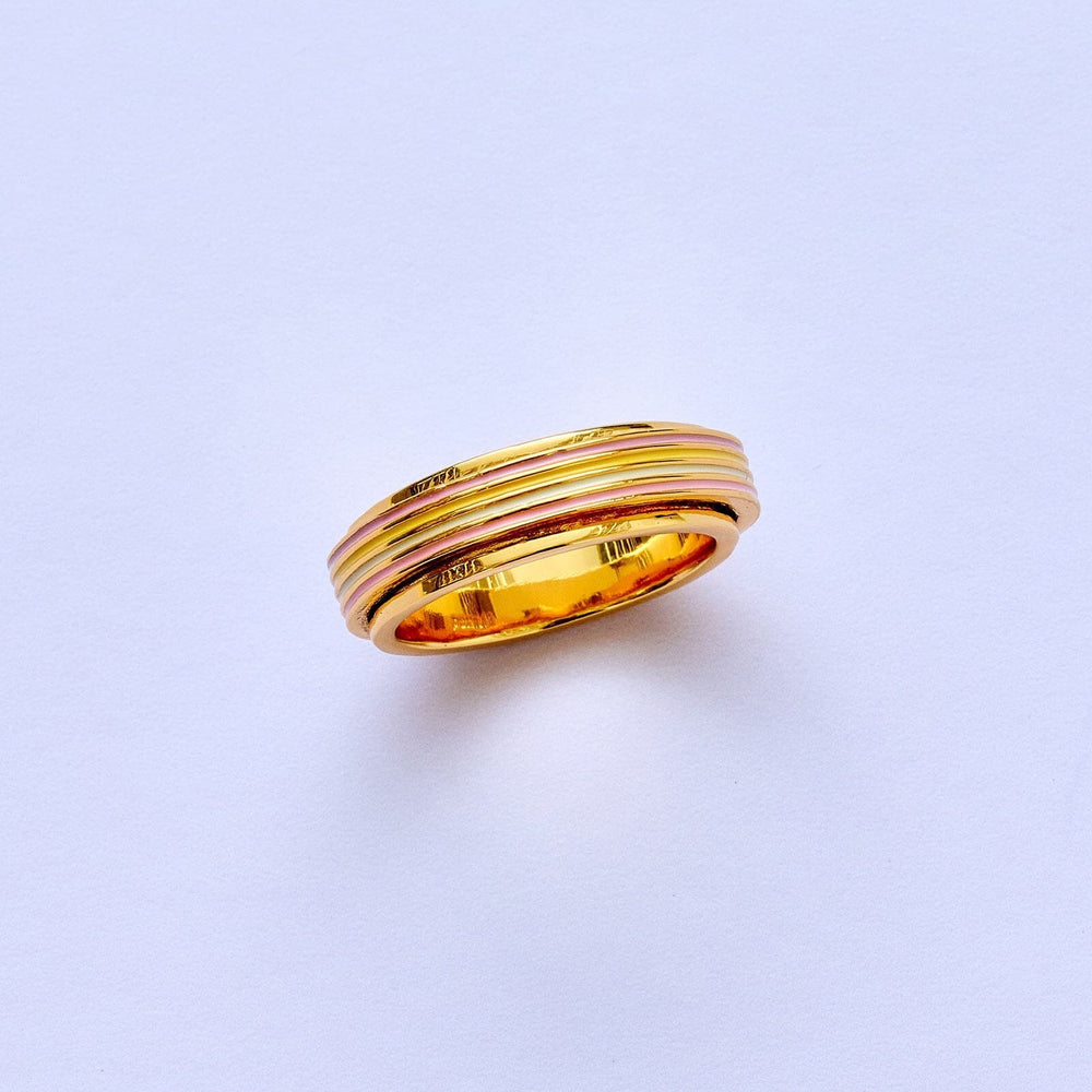 Pura Vida Mental Health Awareness Pastel Stripe Fidget Ring - Gold