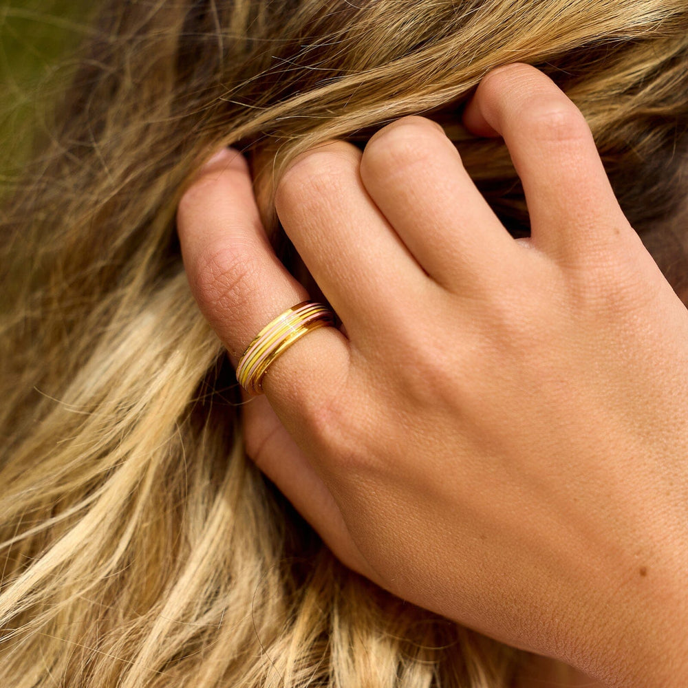 Pura Vida Mental Health Awareness Pastel Stripe Fidget Ring - Gold
