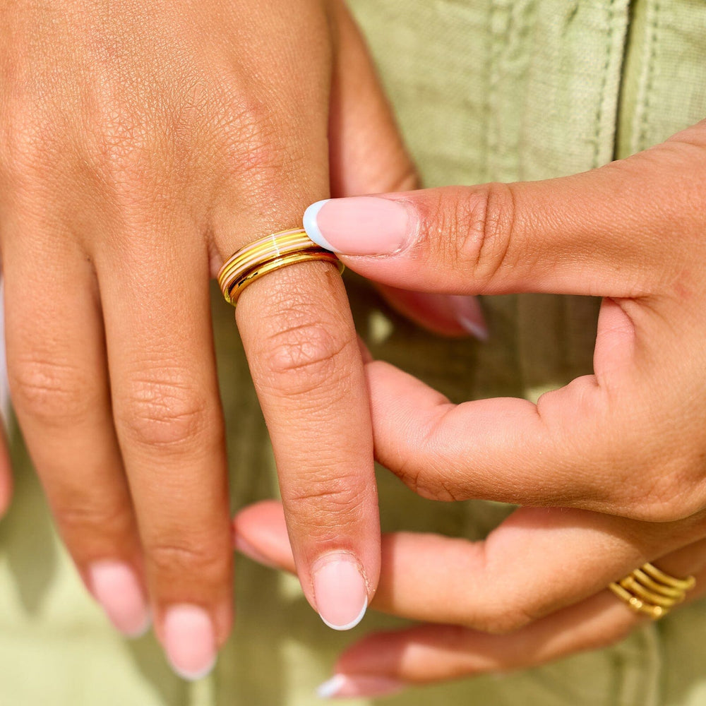 Pura Vida Mental Health Awareness Pastel Stripe Fidget Ring - Gold