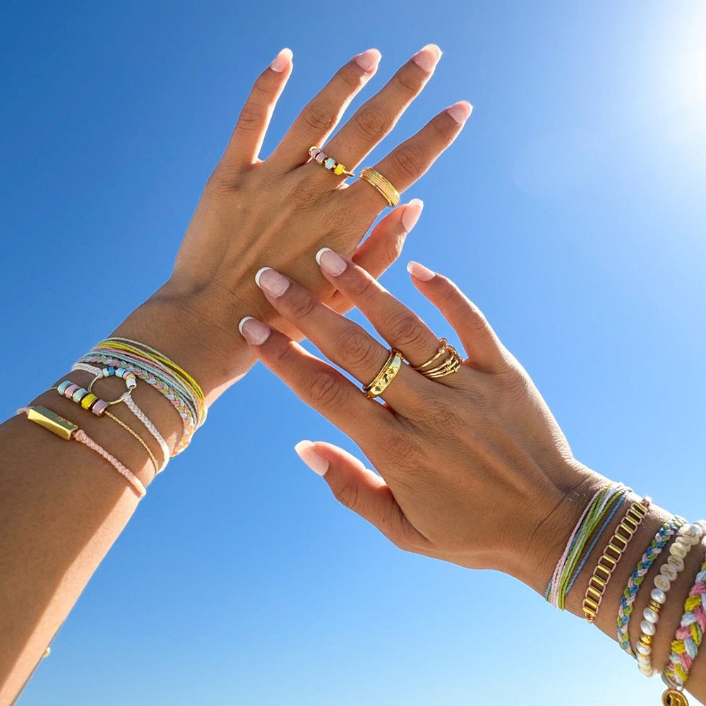 Pura Vida Mental Health Awareness Pastel Stripe Fidget Ring - Gold