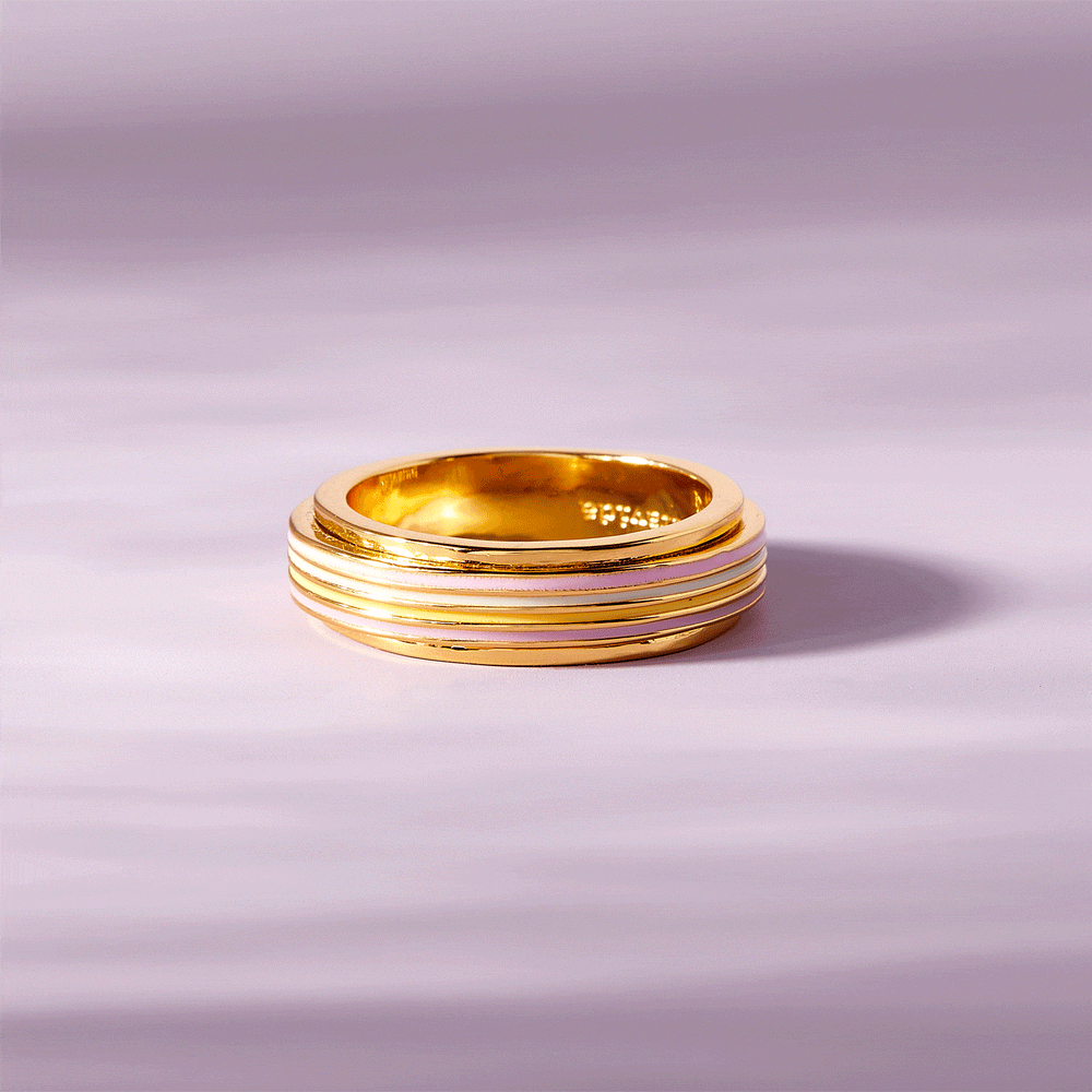 Pura Vida Mental Health Awareness Pastel Stripe Fidget Ring - Gold
