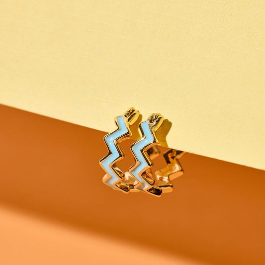 Pura Vida Ziggy Enamel Hoop Earrings - Gold