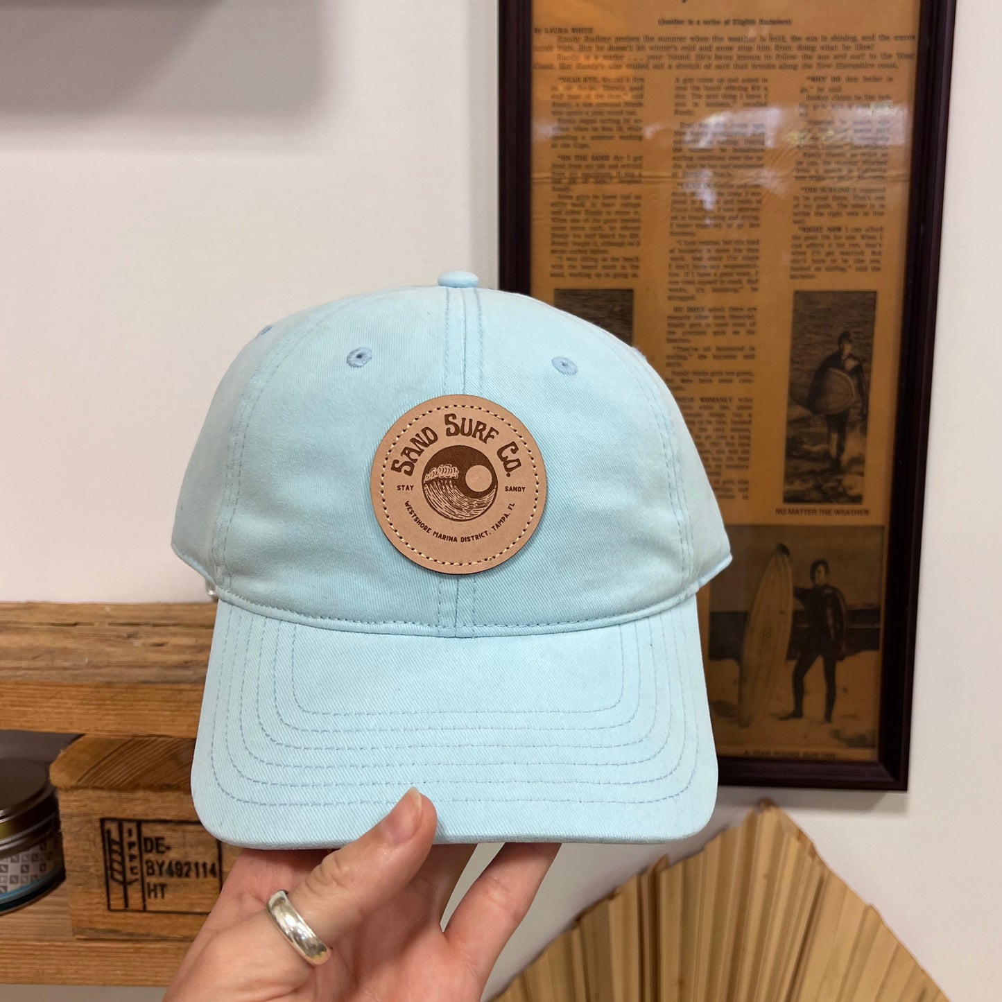Sand Surf Co. Richardson Yin Yang Leather Patch Logo Dad Hat - Ice Blue