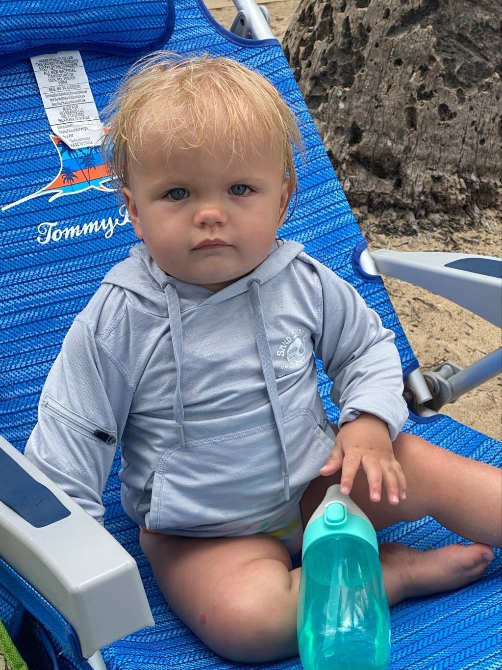 Sand Surf Co. Toddler & Kids Helm Hooded Long Sleeve UV Shirt - Light Grey
