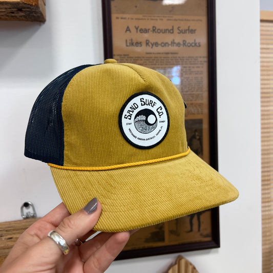 Sand Surf Co. Richardson Yin Yang Leather Patch Logo Corduroy Hat - Gold & Navy