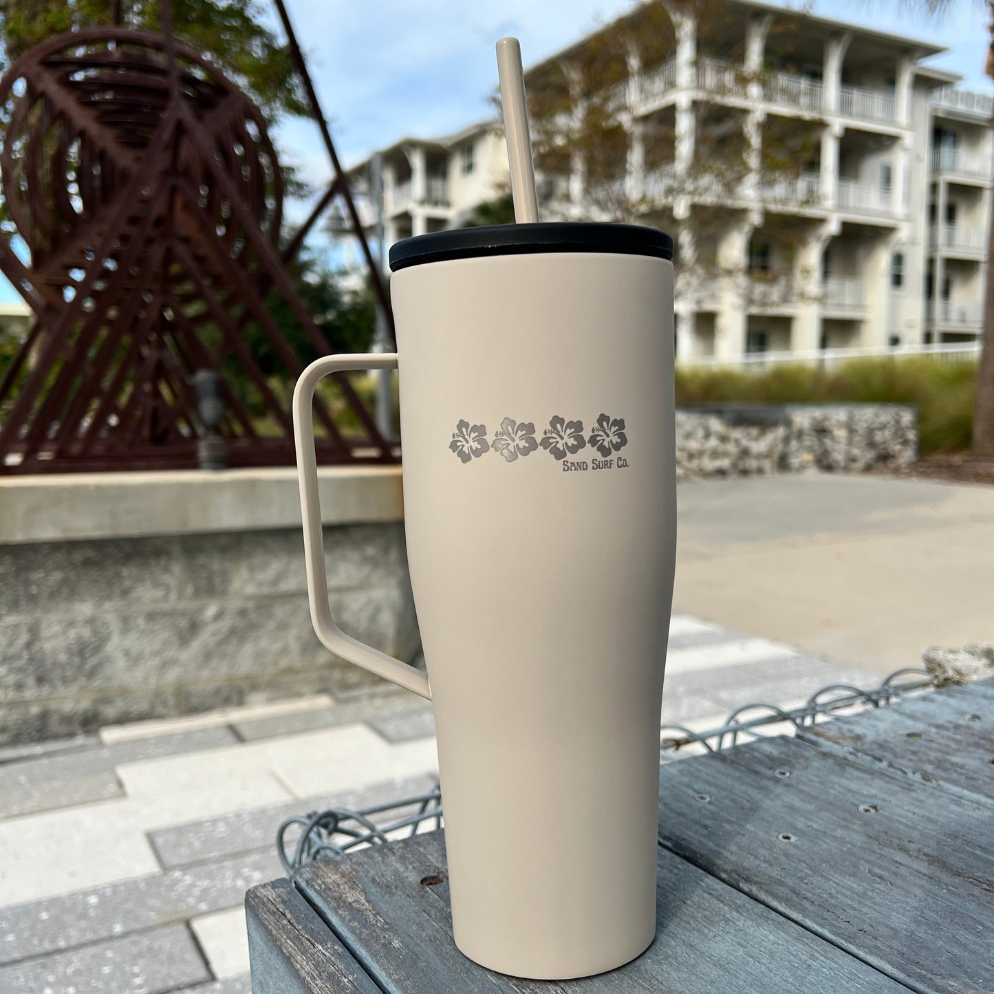 Sand Surf Co. Corkcicle Hibiscus Dreams XL Cold Cup - Sand Latte