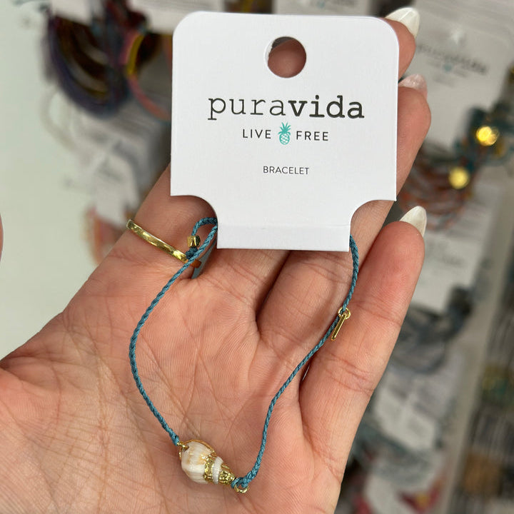 Pura Vida Dainty MOP Seashell Gold Charm Bracelet
