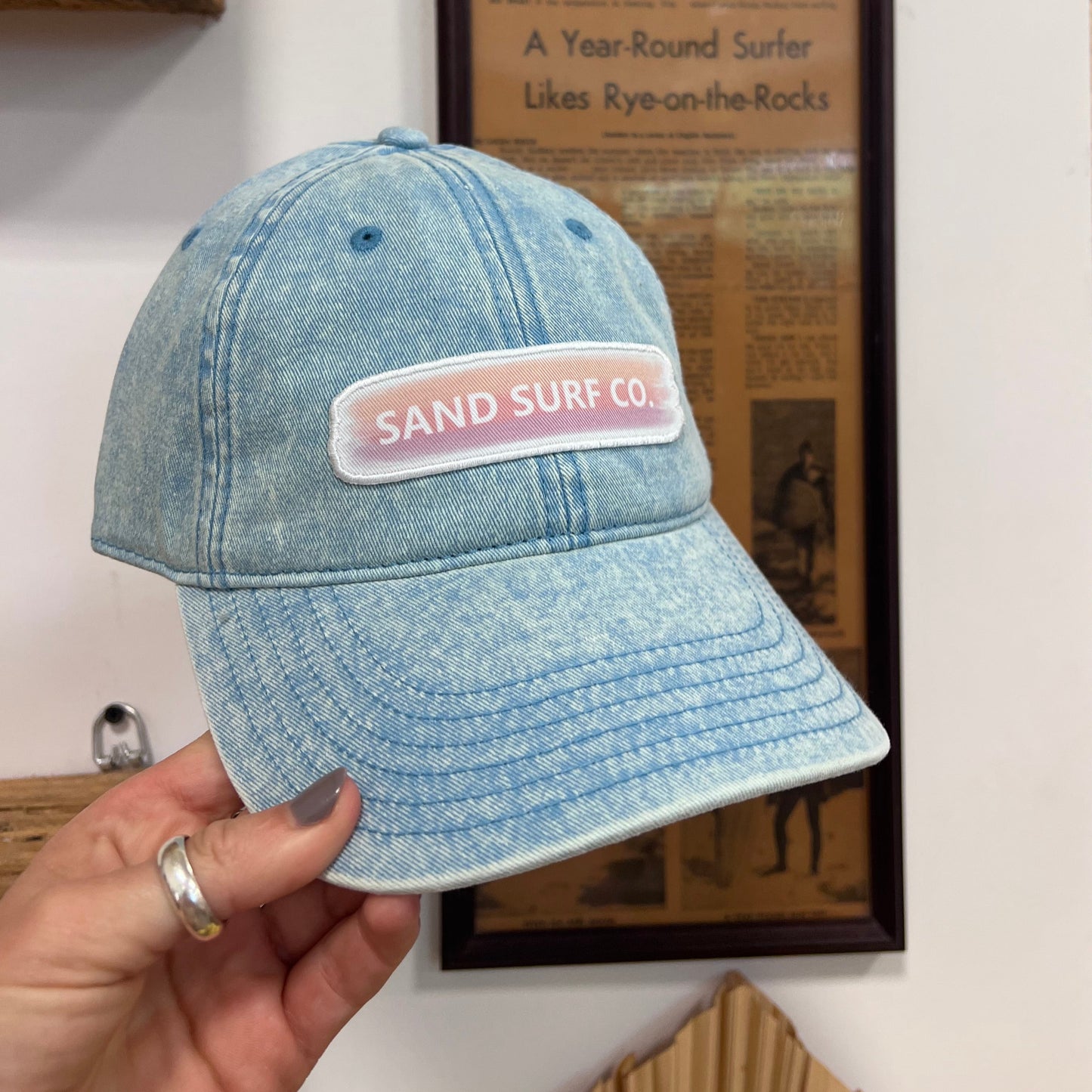 Sand Surf Co. Richardson Premium Logo Dad Hat - Acid Wash Denim